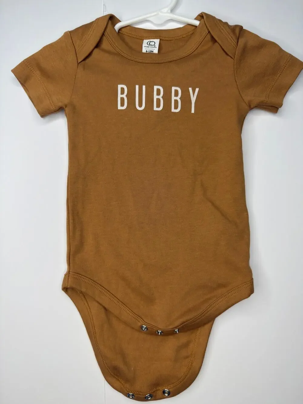 Baby 6-12M Tan BUBBY Graphic Bodysuit Short Sleeve Neutral Onesie